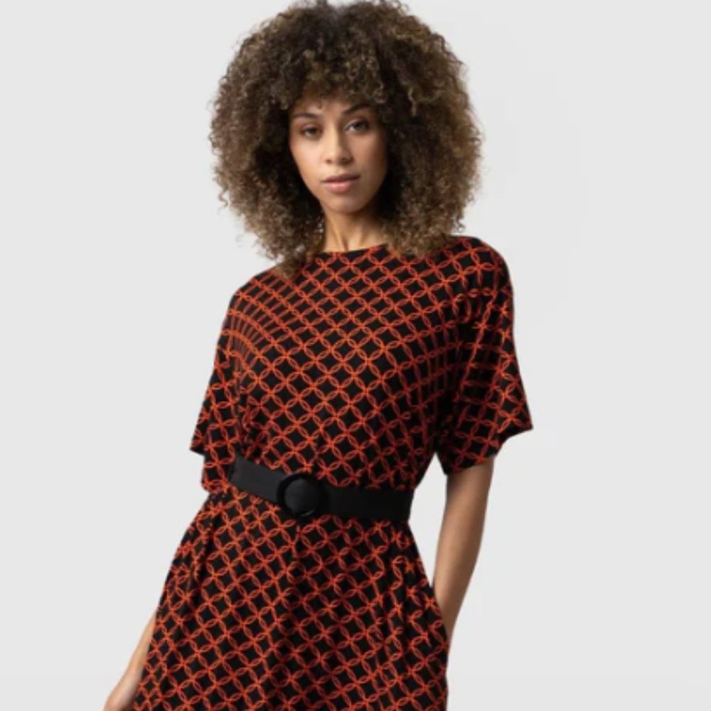 Saint and Sofia WARREN DRESS - ORANGE GEO Size 12